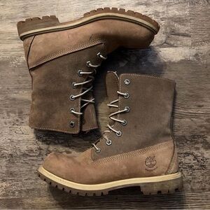 Timberland Taupe/Brown Suede Lace-Up Boots